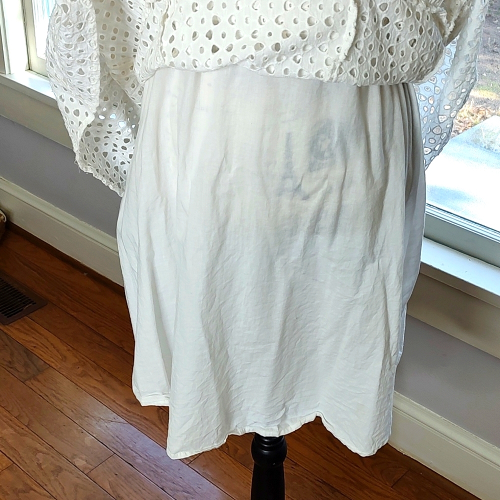 Vince Camuto Drop Waist White Eyelet Dress Lined Bodice Midi Length SZ: … - Picture 11 of 13